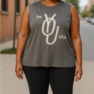 Good hYOUman muscle Tank Top Womens Large Gray BeYOUtiful